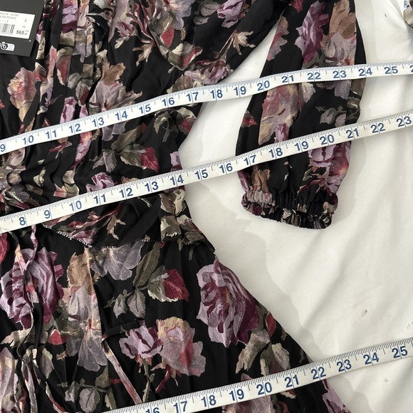 NWT The Kooples [ SZ 3 ] English Rose Floral Long Sleeve Maxi Dress Black #U1266 - Picture 6 of 16
